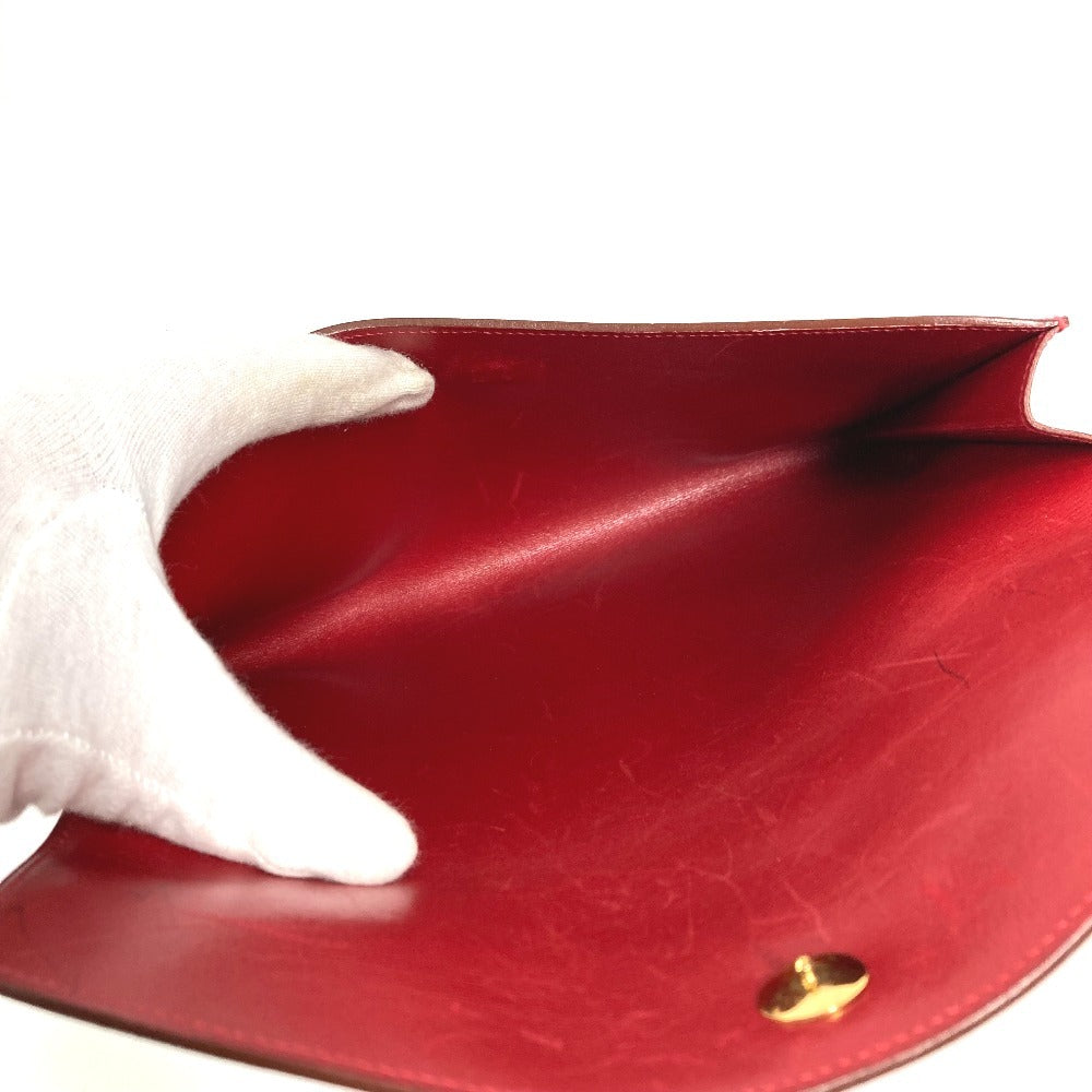 Vintage HERMES H logo Pochette Rio clutch bag, pouch, or second bag in unisex leather, red.