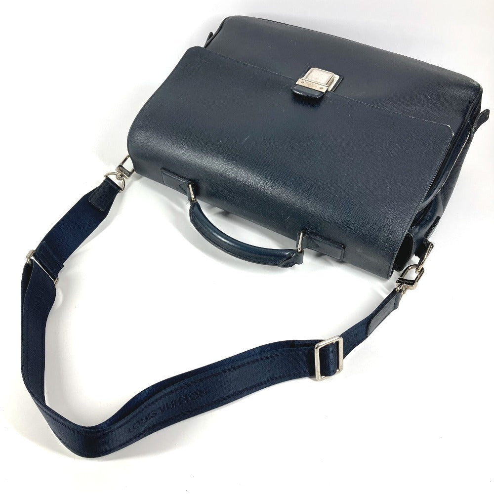 LOUIS VUITTON M32637 Taiga Vassili GM Bag, 2-Way Handbag, Shoulder Bag, Business Bag, Taiga Leather, Unisex, Boreal Navy