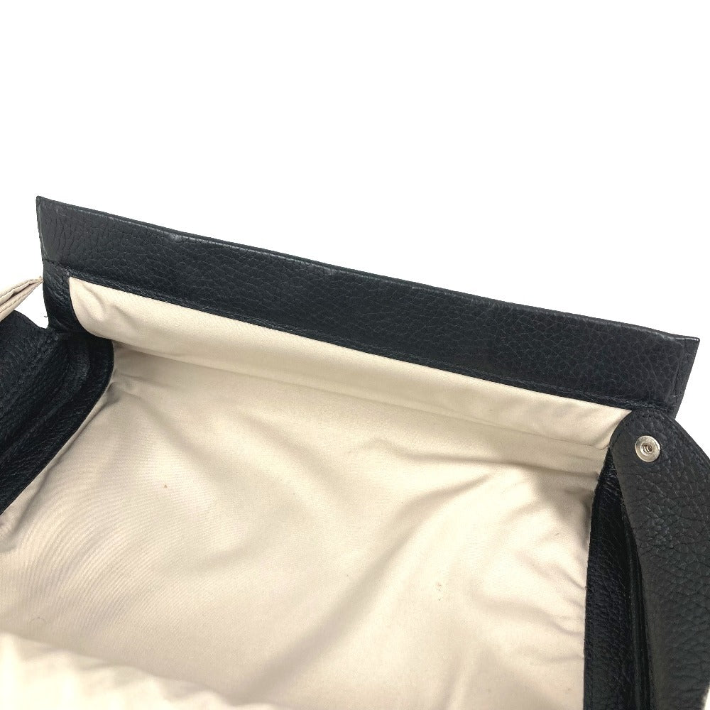 HERMES エクイ ポーチ フラップ カバン セカンドバッグ クラッチバッグ レザー ユニセックス ブラック