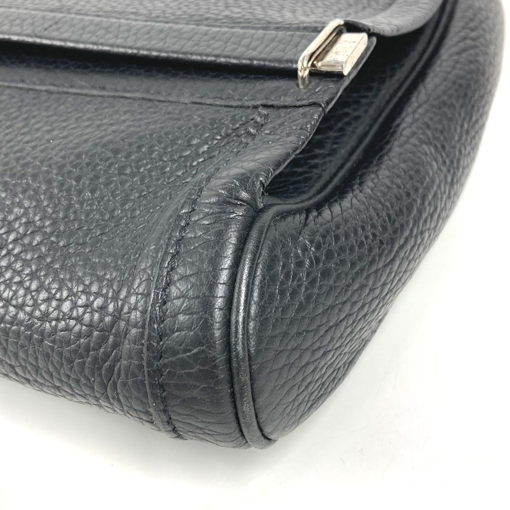 HERMES エクイ ポーチ フラップ カバン セカンドバッグ クラッチバッグ レザー ユニセックス ブラック