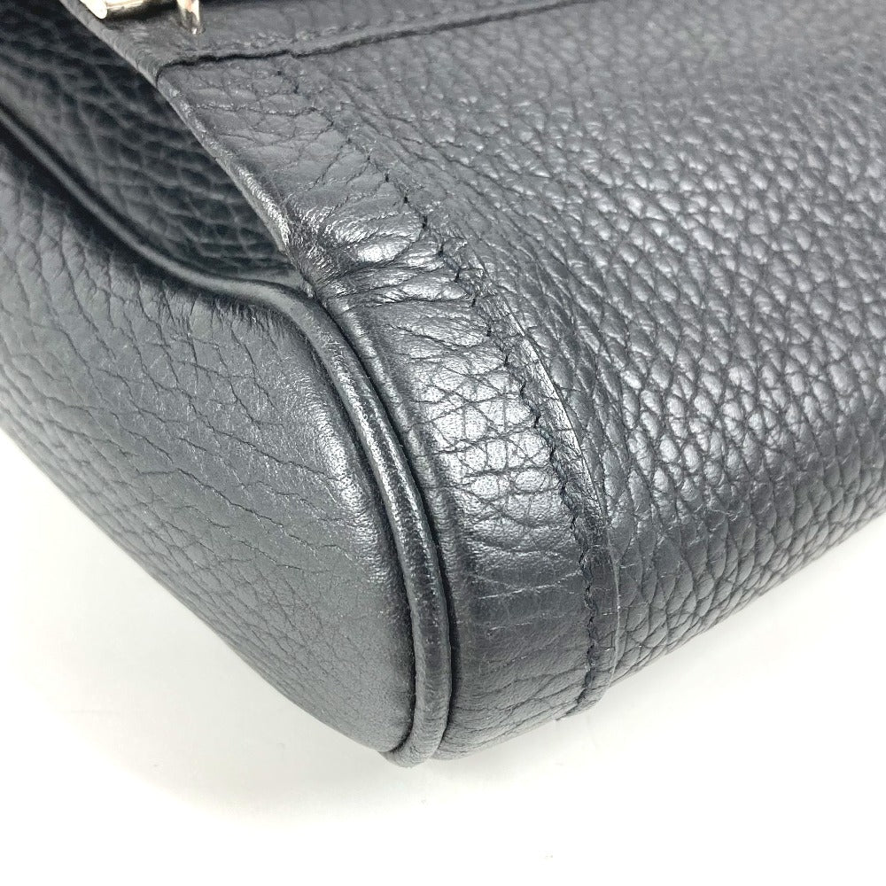 HERMES エクイ ポーチ フラップ カバン セカンドバッグ クラッチバッグ レザー ユニセックス ブラック