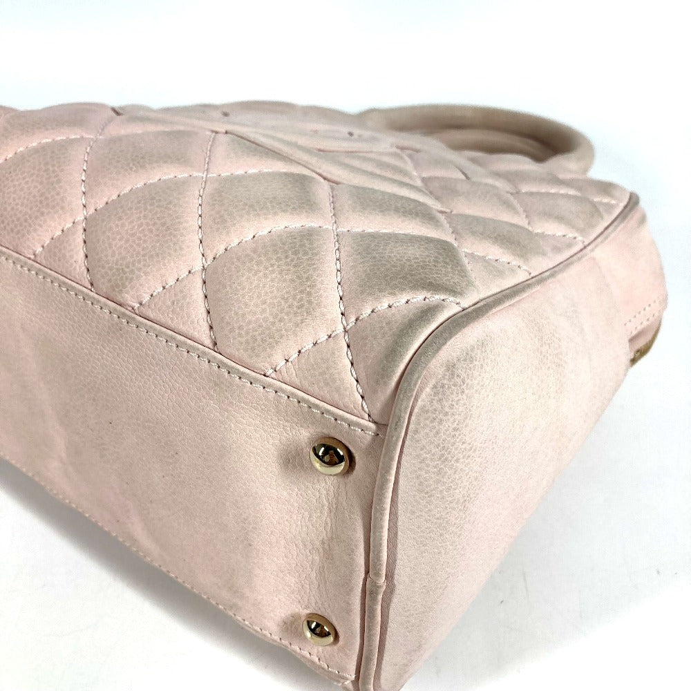 CHANEL Matelasse Quilted CC Coco Mark Logo Bag with Fringe and Tassel, Mini Boston Bag, Nubuck Leather, Women's, Light Pink