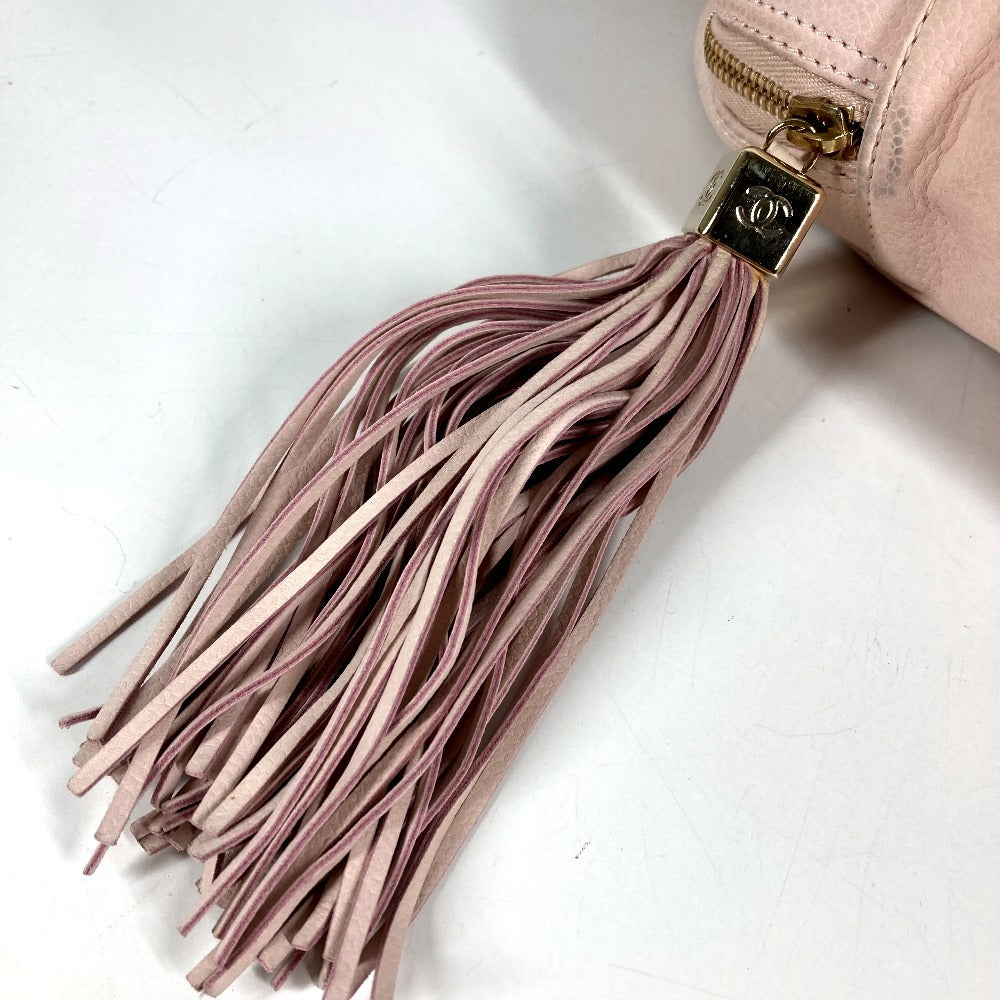 CHANEL Matelasse Quilted CC Coco Mark Logo Bag with Fringe and Tassel, Mini Boston Bag, Nubuck Leather, Women's, Light Pink