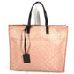 GUCCI GG logo vertical tote bag, nylon/leather handbag, unisex, pink beige