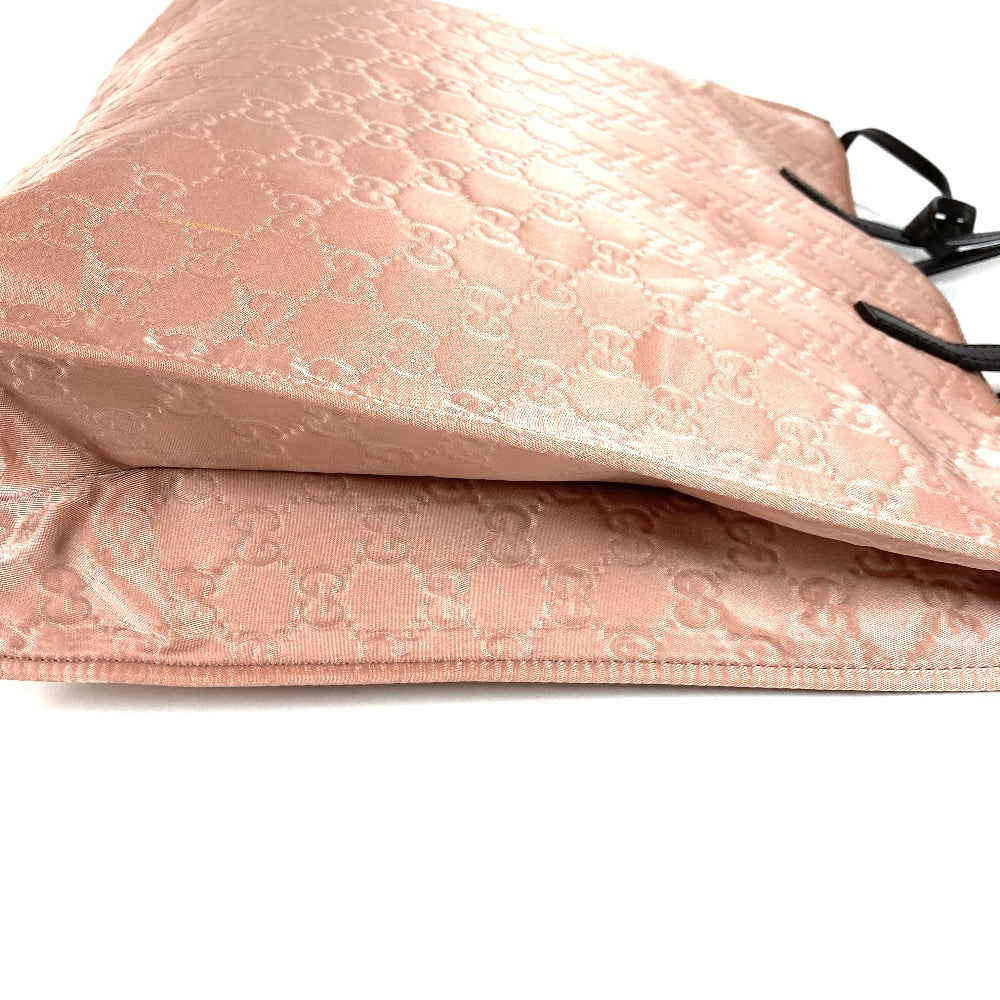 GUCCI GG logo vertical tote bag, nylon/leather handbag, unisex, pink beige