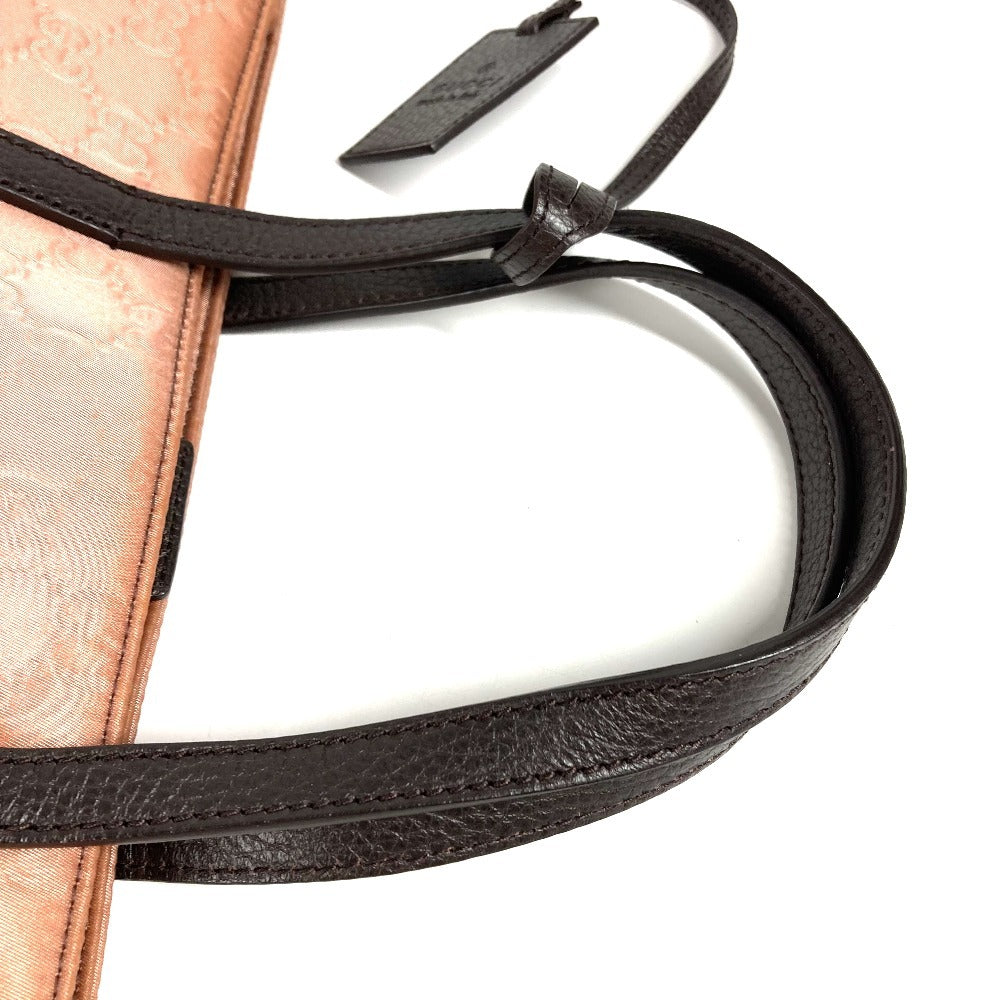 GUCCI GG logo vertical tote bag, nylon/leather handbag, unisex, pink beige