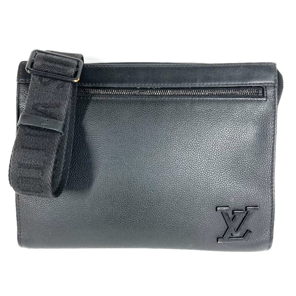 LOUIS VUITTON M59329 アエログラム メッセンジャーヴォワヤージュ カバン 斜め掛け ポシェット 2WAYバッグ クラッチバッグ ショルダーバッグ レザー ユニセックス ブラック