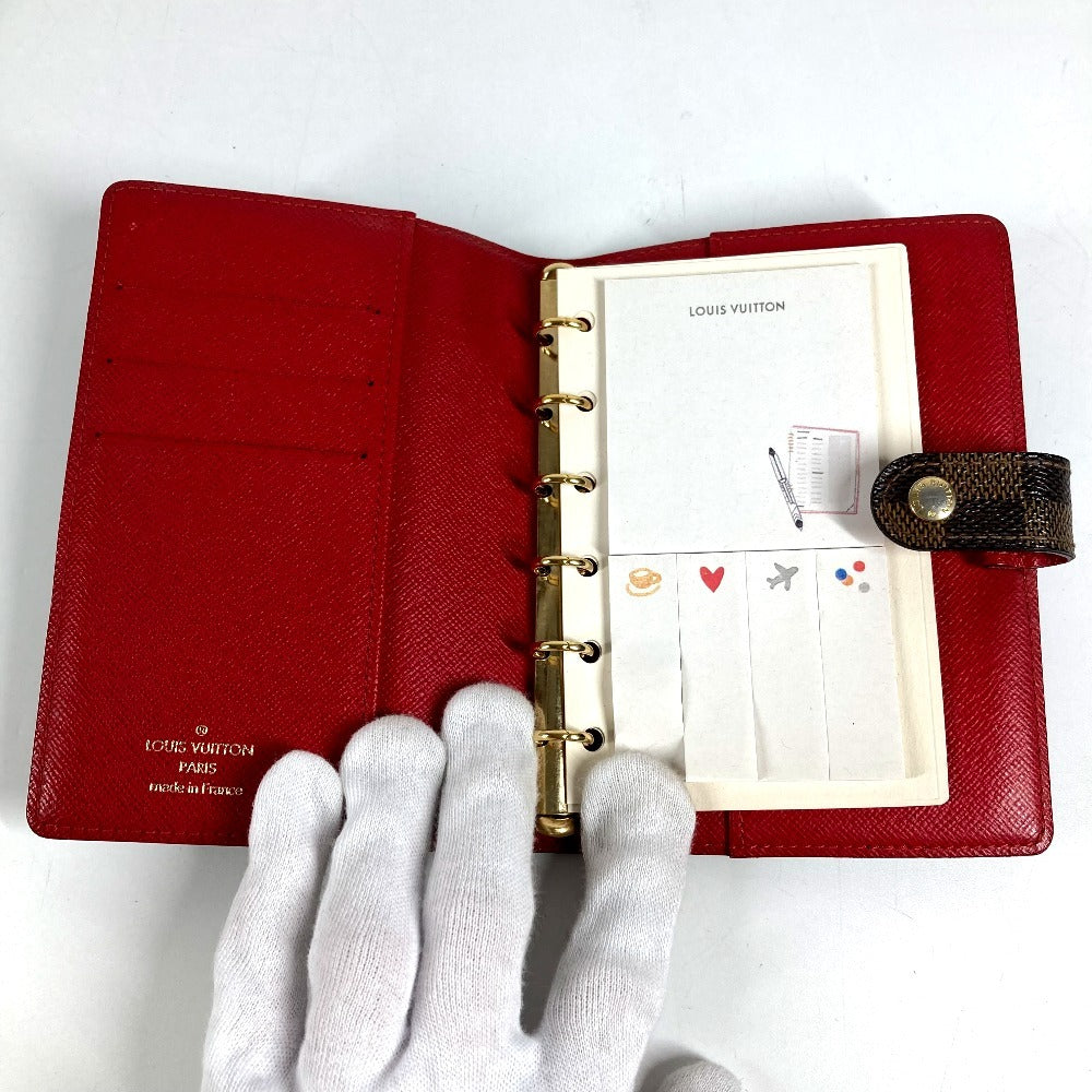 LOUIS VUITTON R21040 ダミエ アジェンダPM T＆B ロゴ システム手帳 ステーショナリー 手帳カバー ダミエキャンバス ユニセックス エベヌ ブラウン