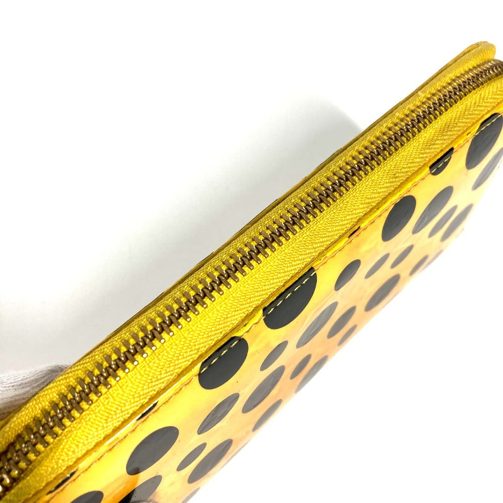 LOUIS VUITTON M91571 Dot Infinity Yayoi Kusama Polka Dot Zippy Wallet, Long Wallet with Round Zipper, Patent Leather, Women's, Yellow
