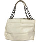 CHANEL CC Coco Mark Logo Shoulder Tote Bag with Double Chain, Caviar Leather, White