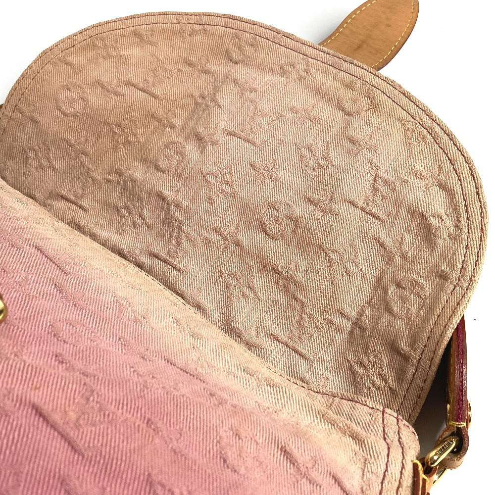 LOUIS VUITTON M40417 Monogram Denim Sunray Flap Shoulder Bag in Monogram Denim Canvas, Women's, Rouge Fauvist Pink