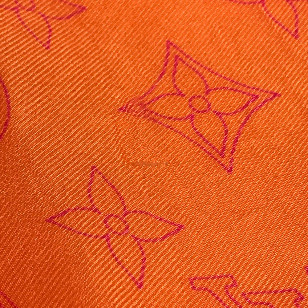 LOUIS VUITTON モノグラム ロゴ ネオンカラー スカーフ シルク ユニセックス オレンジ