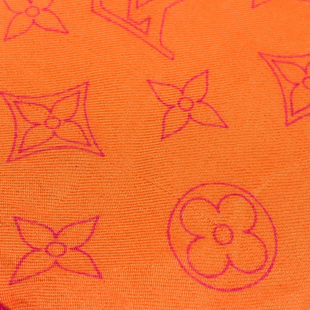 LOUIS VUITTON モノグラム ロゴ ネオンカラー スカーフ シルク ユニセックス オレンジ