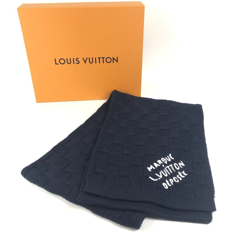 LOUIS VUITTON M96959 マフラーダミエスナッグ バイカラー マフラー ウール ユニセックス ネイビー