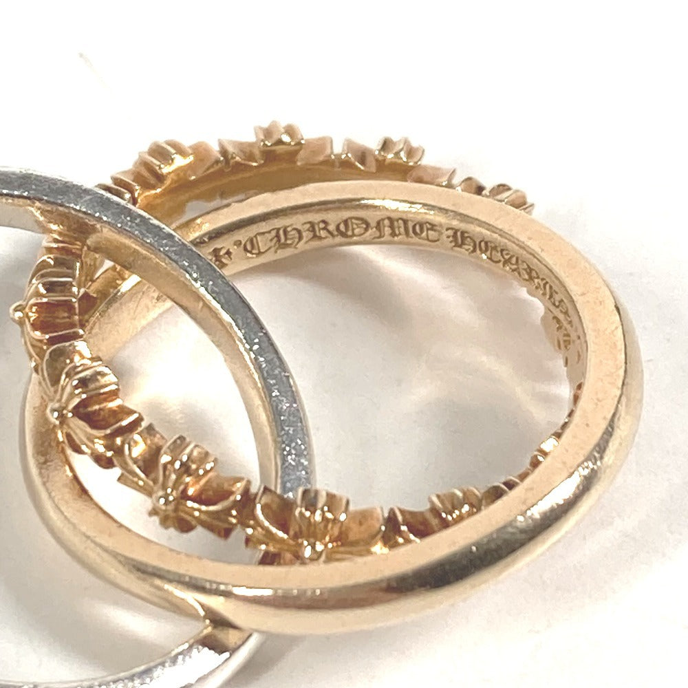 CHROME HEARTS K22 22K Gold TINY E CH PLUS BAND TRPL Tiny ECH Plus Triple Accessory Jewelry Ring K22 Unisex Gold