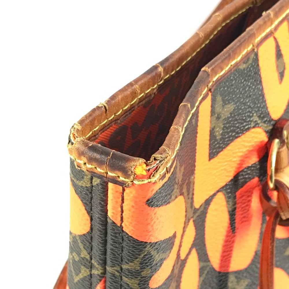 LOUIS VUITTON M93702 Monogram Graffiti Neverfull GM Neverfull GM Bag Shoulder Tote Bag Monogram Graffiti Canvas Women's Orange