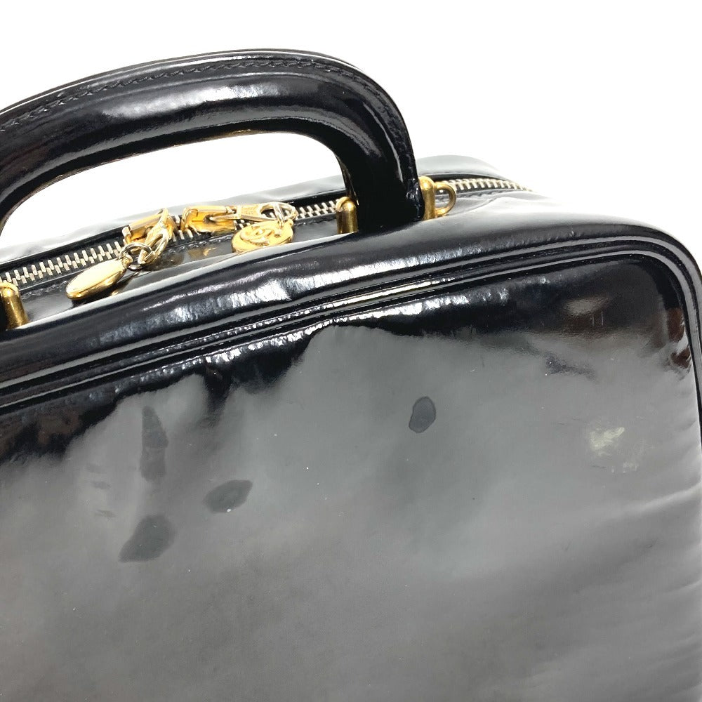 CHANEL 2WAYバッグ CC ココマーク ロゴ バニティバッグ カバン ショルダーバッグ BOX ボックス ハンドバッグ エナメル レディース ブラック