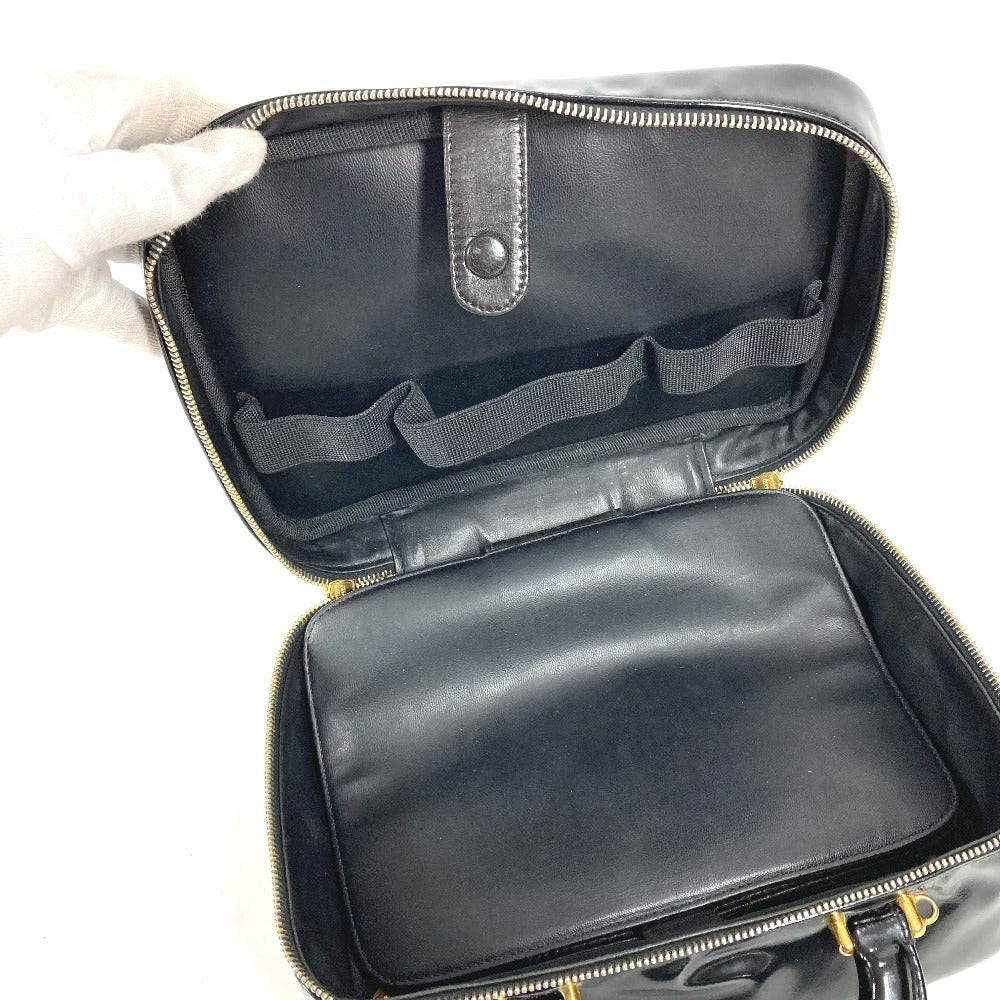 CHANEL 2WAYバッグ CC ココマーク ロゴ バニティバッグ カバン ショルダーバッグ BOX ボックス ハンドバッグ エナメル レディース ブラック