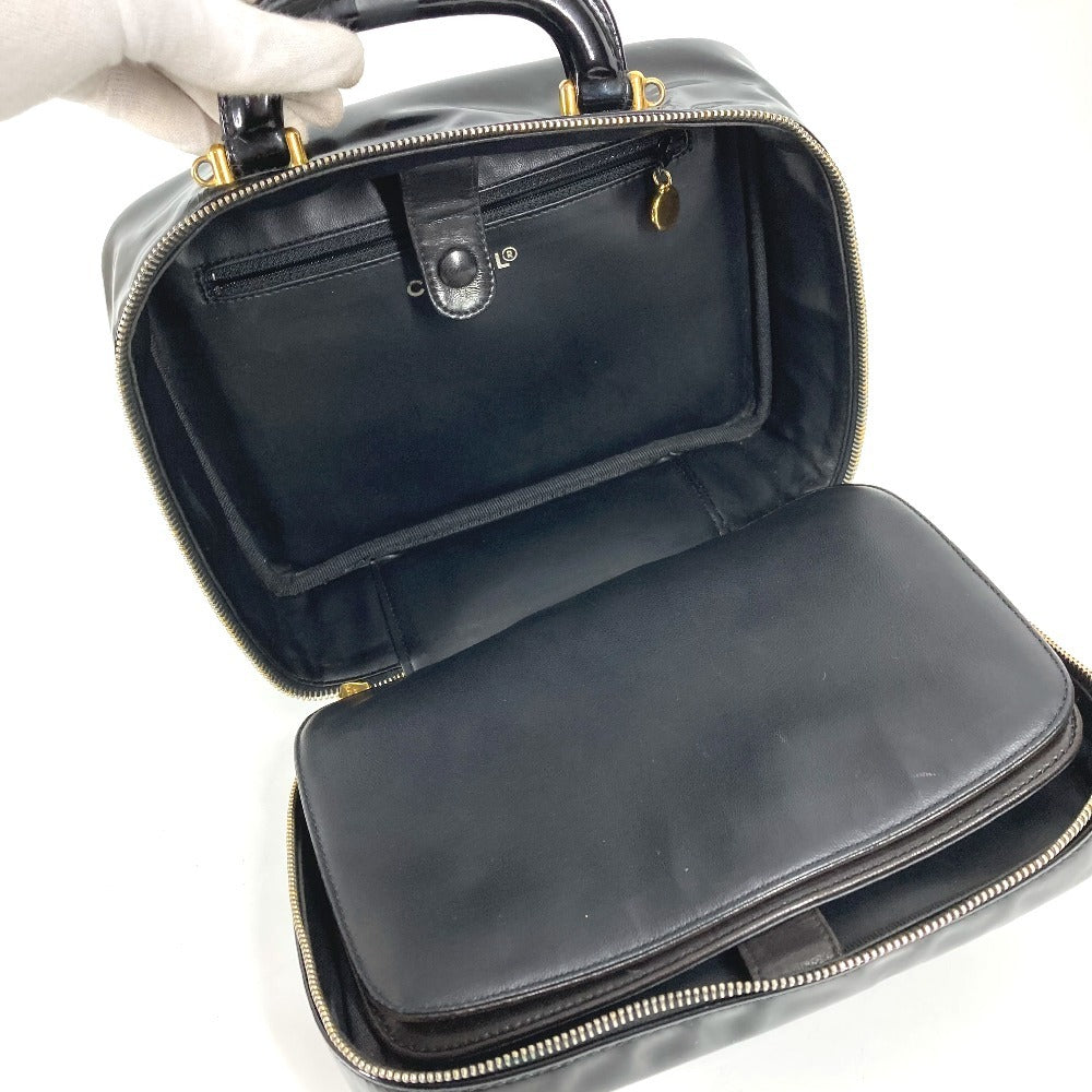 CHANEL 2WAYバッグ CC ココマーク ロゴ バニティバッグ カバン ショルダーバッグ BOX ボックス ハンドバッグ エナメル レディース ブラック