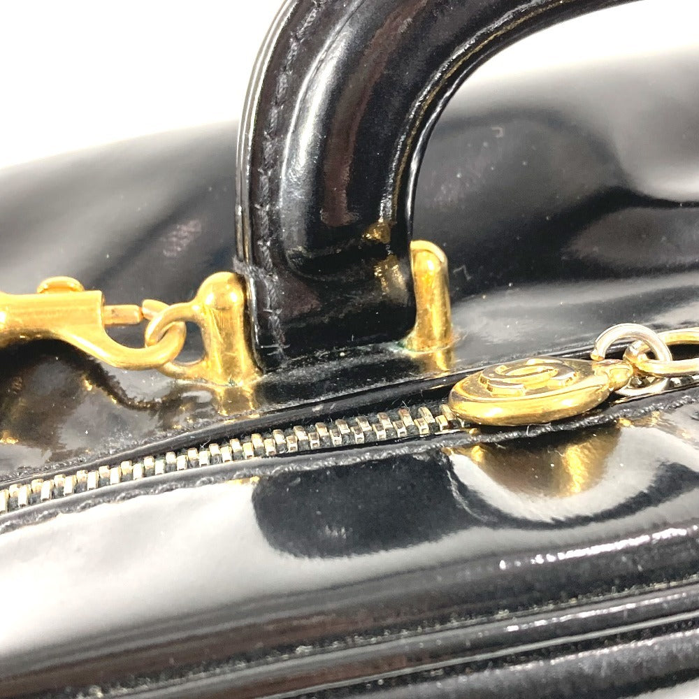 CHANEL 2WAYバッグ CC ココマーク ロゴ バニティバッグ カバン ショルダーバッグ BOX ボックス ハンドバッグ エナメル レディース ブラック
