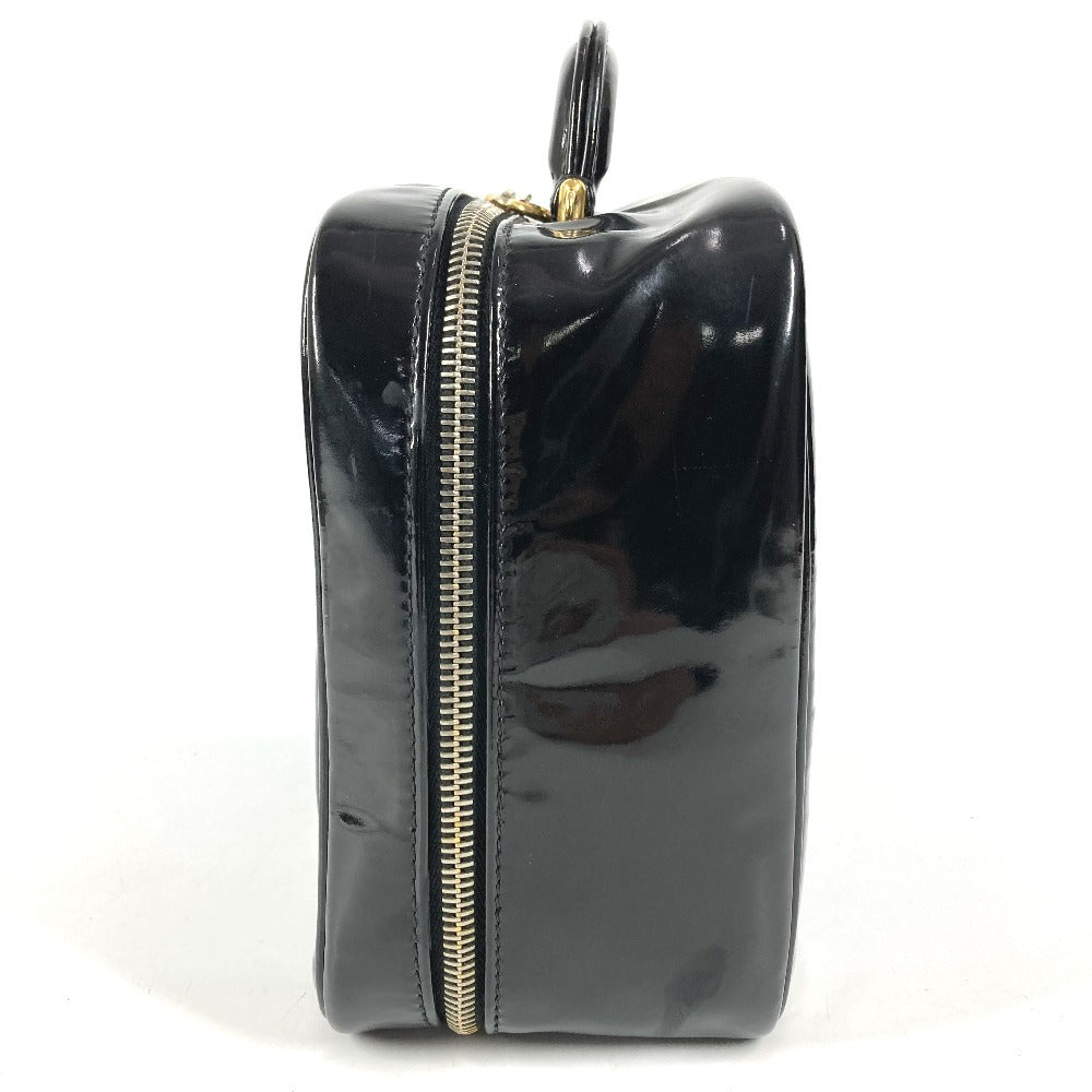 CHANEL 2WAYバッグ CC ココマーク ロゴ バニティバッグ カバン ショルダーバッグ BOX ボックス ハンドバッグ エナメル レディース ブラック