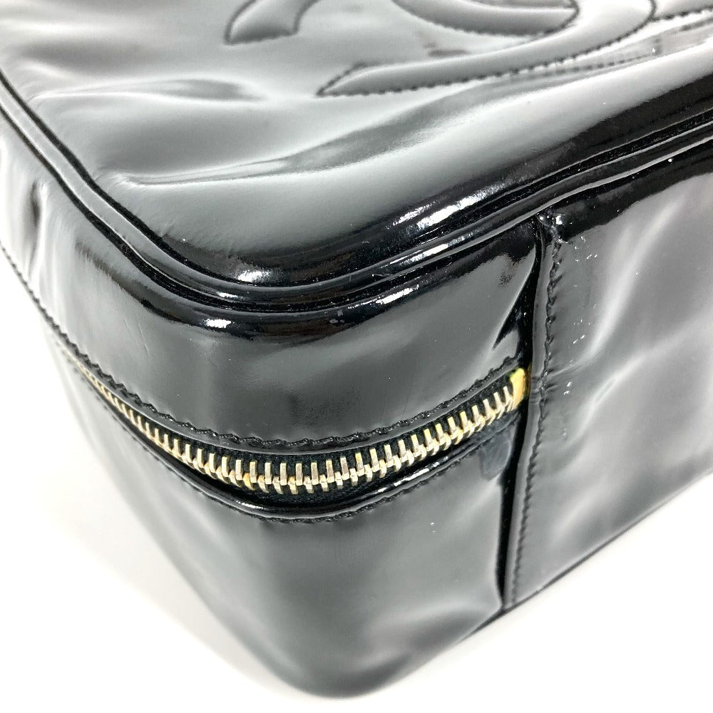 CHANEL กระเป๋า 2WAY CC โลโก้โคโค่ กระเป๋าเครื่องสำอางค์ กระเป๋าสะพายข้าง กล่อง กระเป๋าถือ หนังแก้ว สีดำ สำหรับผู้หญิง