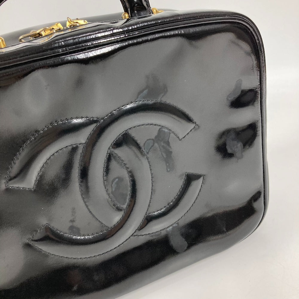 CHANEL 2WAYバッグ CC ココマーク ロゴ バニティバッグ カバン ショルダーバッグ BOX ボックス ハンドバッグ エナメル レディース ブラック