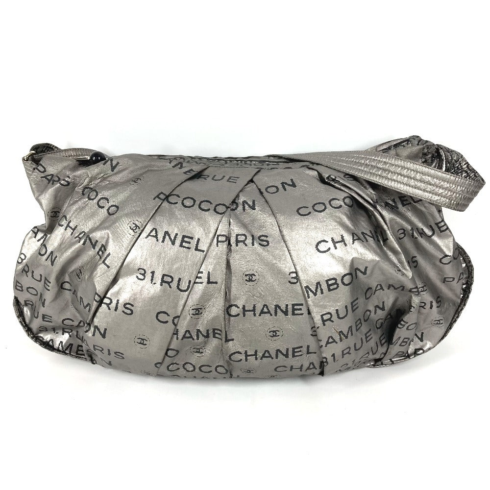 CHANEL アンリミテッド ロゴ 斜め掛け カバン ポシェット ショルダーバッグ ナイロンキャンバス レディース シルバー