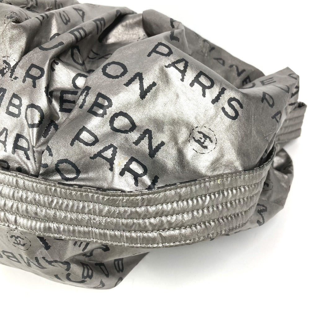 CHANEL アンリミテッド ロゴ 斜め掛け カバン ポシェット ショルダーバッグ ナイロンキャンバス レディース シルバー