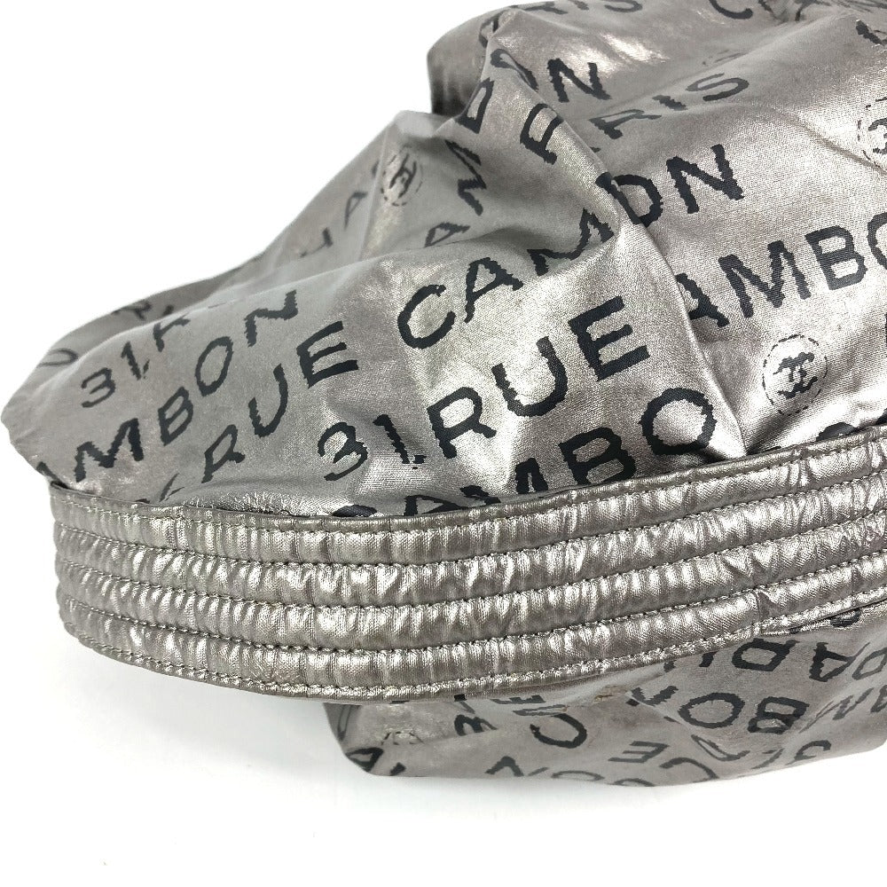 CHANEL アンリミテッド ロゴ 斜め掛け カバン ポシェット ショルダーバッグ ナイロンキャンバス レディース シルバー