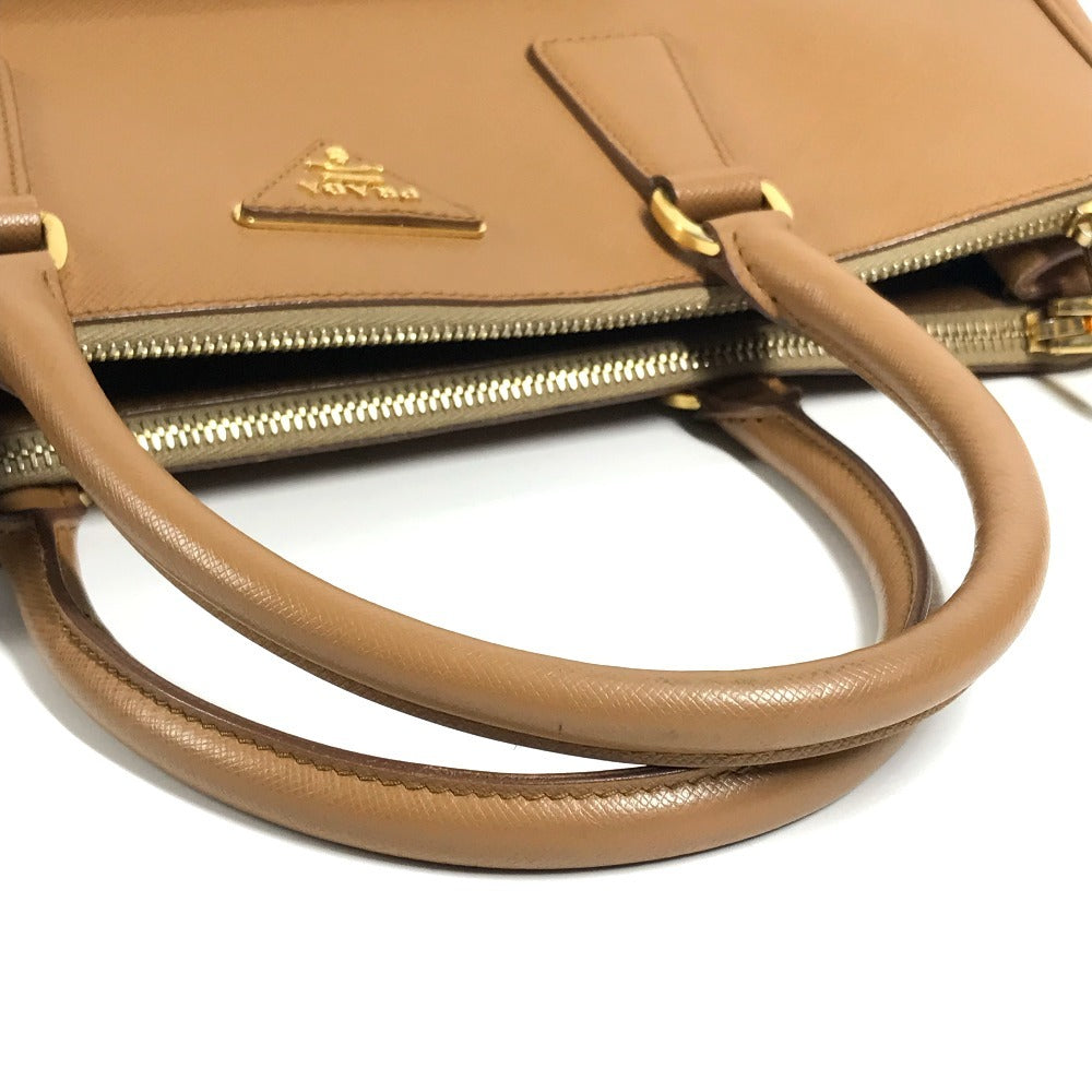 PRADA バイカラー トライアングルロゴ 三角ロゴ プレート カバン トートバッグ 書類バッグ ビジネスバッグ ハンドバッグ サフィアーノレザ－ ユニセックス ブラウン