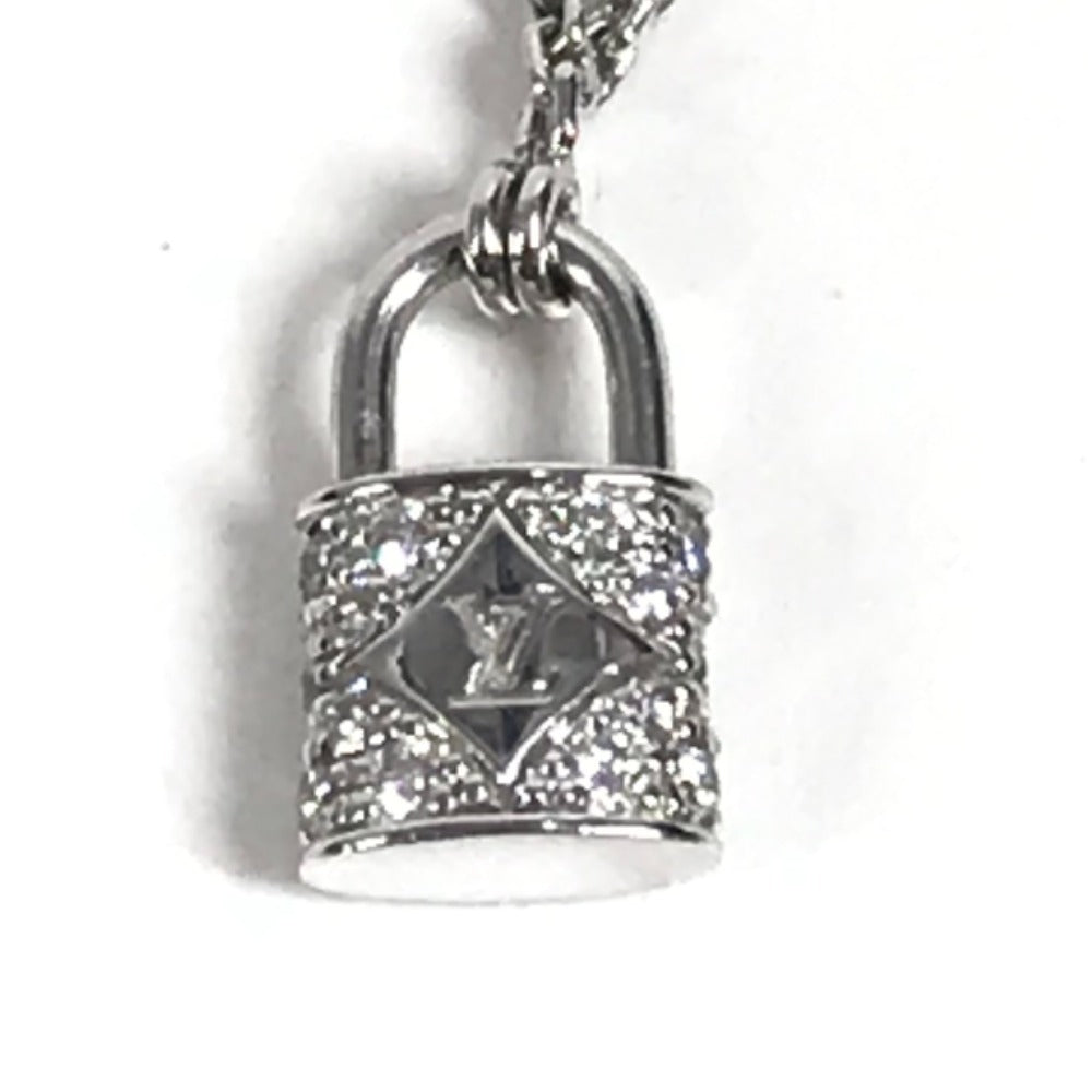 LOUIS VUITTON Q93560 Diamond Pendant Lockit XS Diamond Accessory Jewelry Gold K18 18K Necklace WG750 Unisex Silver