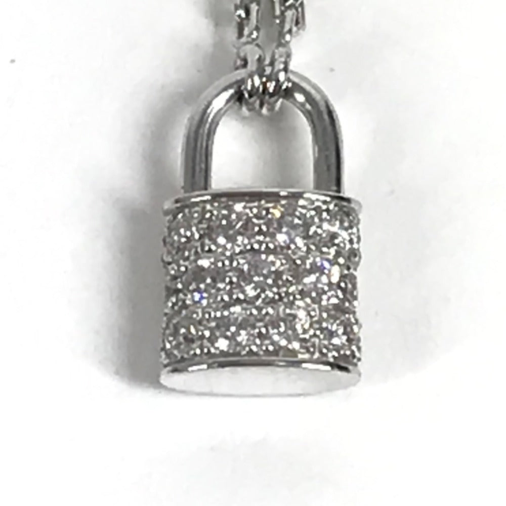 LOUIS VUITTON Q93560 Diamond Pendant Lockit XS Diamond Accessory Jewelry Gold K18 18K Necklace WG750 Unisex Silver