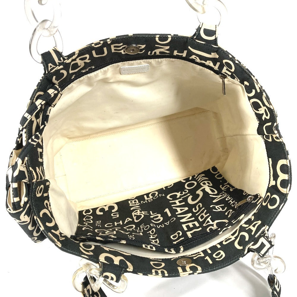 CHANEL バイシーライン CC ココマーク ロゴ ショルダーバッグ カバン 肩掛け 携帯ポーチ トートバッグ キャンバス レディース ブラック