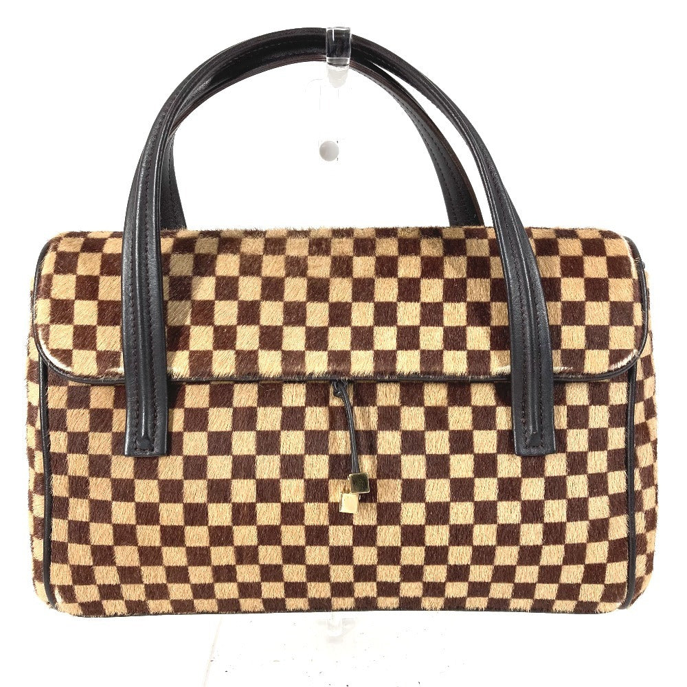 LOUIS VUITTON M92131 ダミエソバージュ ライオン カバン フラップ トートバッグ ハンドバッグ ハラコ レディース ブラウン