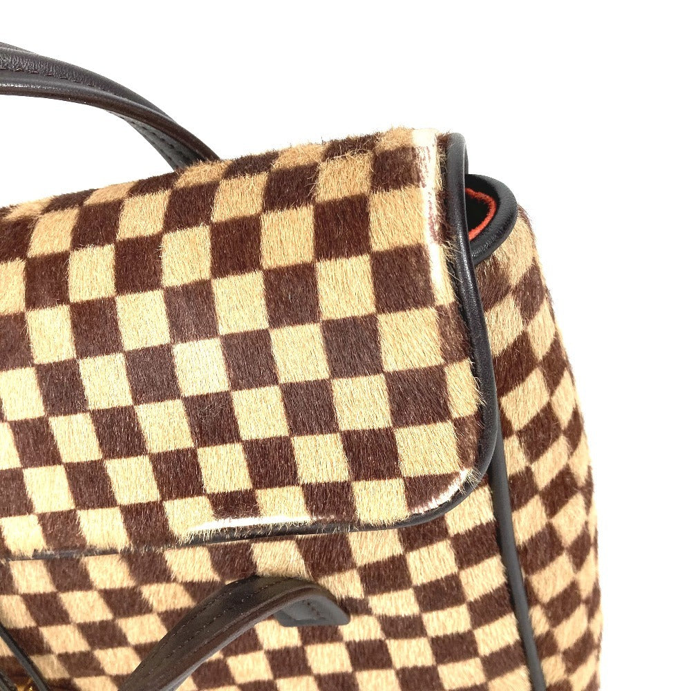 LOUIS VUITTON M92131 ダミエソバージュ ライオン カバン フラップ トートバッグ ハンドバッグ ハラコ レディース ブラウン