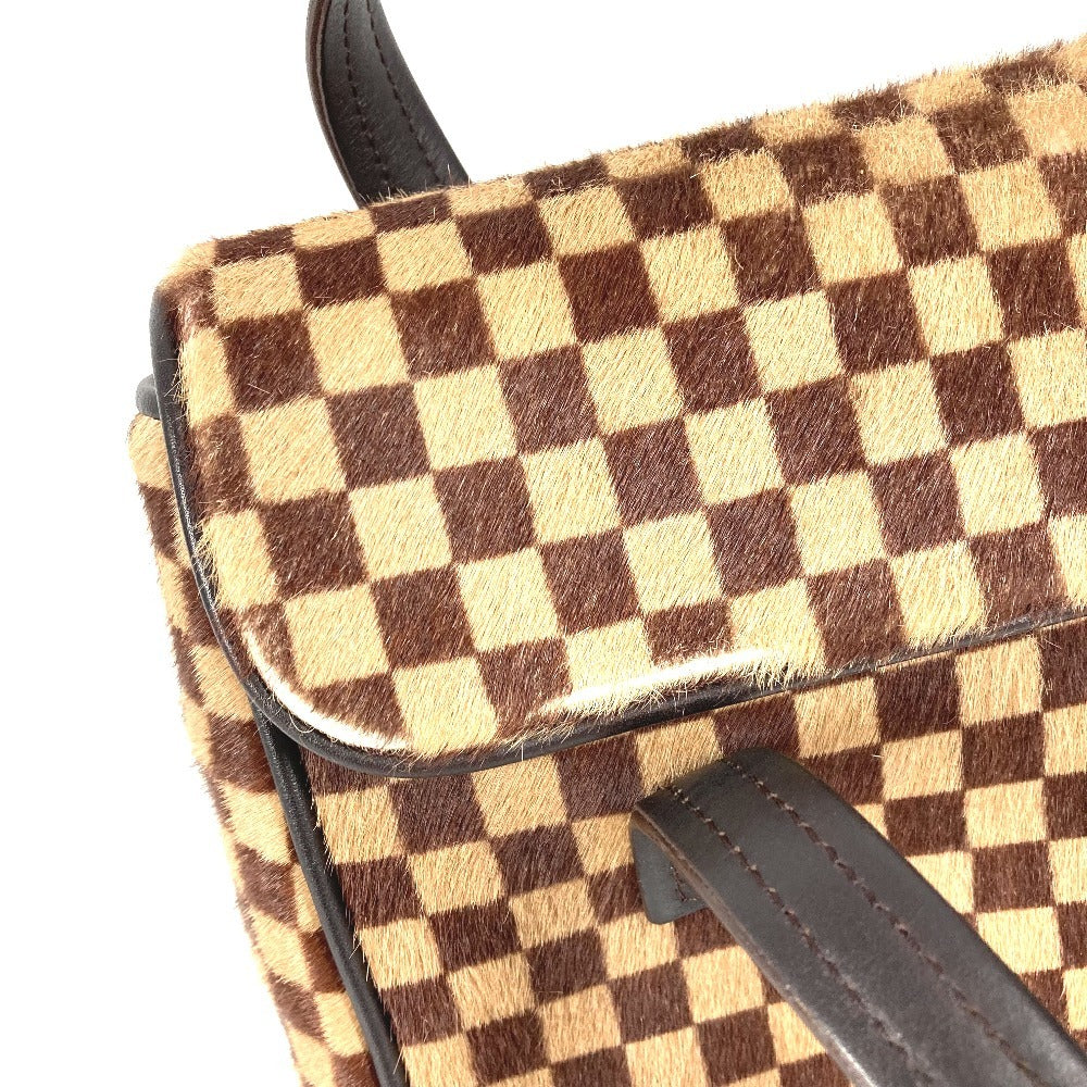 LOUIS VUITTON M92131 ダミエソバージュ ライオン カバン フラップ トートバッグ ハンドバッグ ハラコ レディース ブラウン