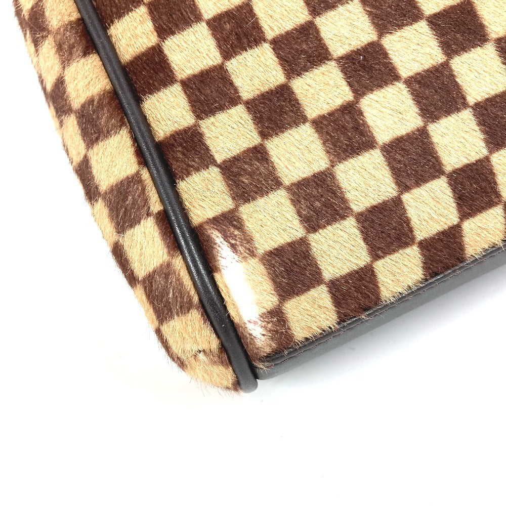 LOUIS VUITTON M92131 ダミエソバージュ ライオン カバン フラップ トートバッグ ハンドバッグ ハラコ レディース ブラウン
