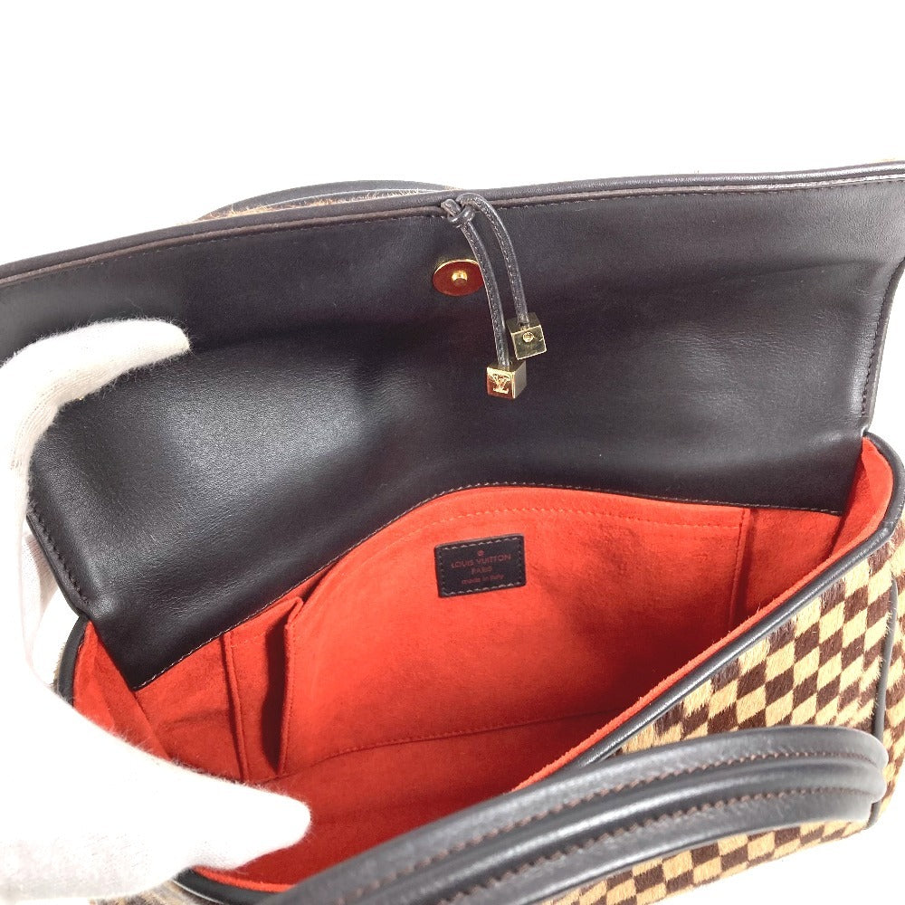 LOUIS VUITTON M92131 ダミエソバージュ ライオン カバン フラップ トートバッグ ハンドバッグ ハラコ レディース ブラウン