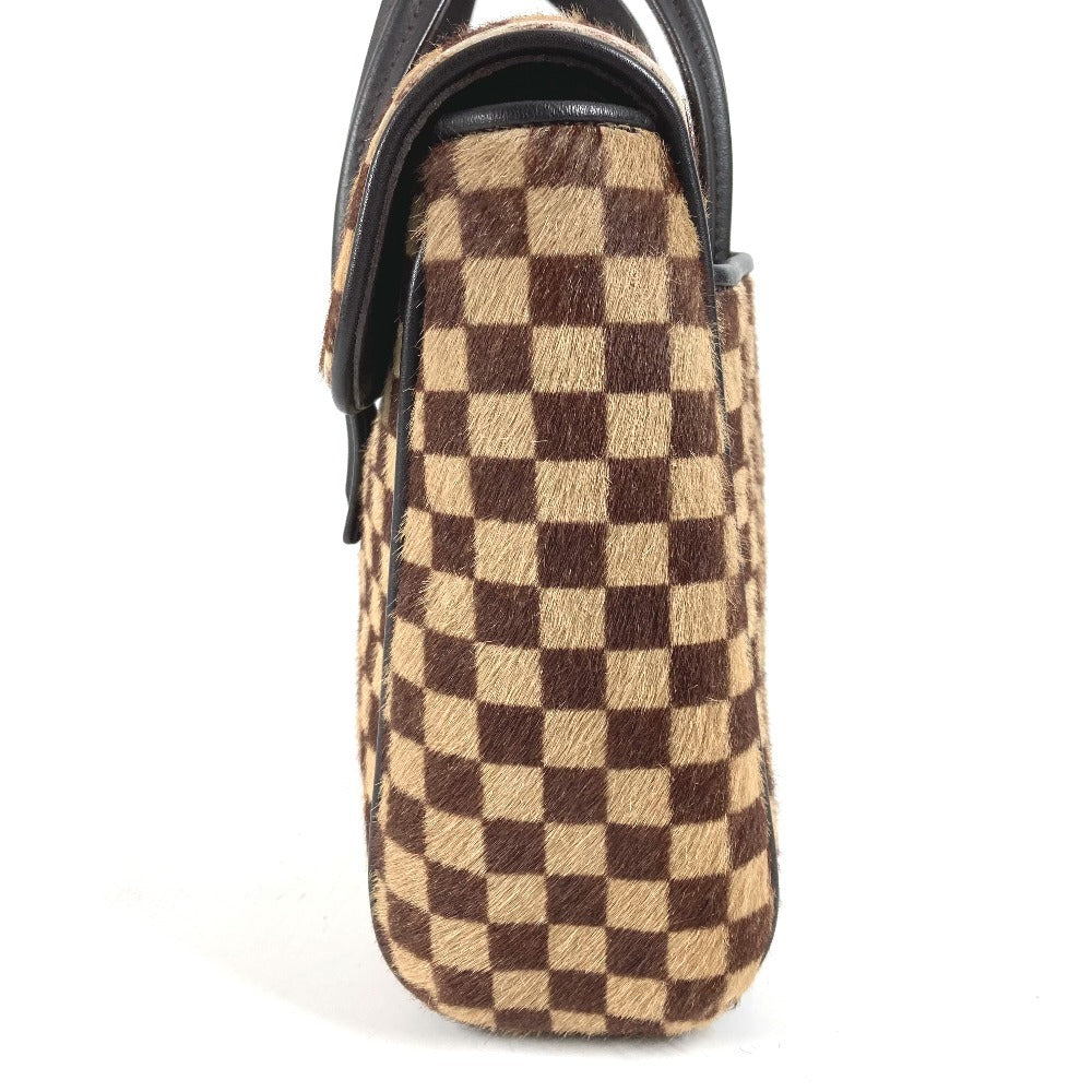 LOUIS VUITTON M92131 ダミエソバージュ ライオン カバン フラップ トートバッグ ハンドバッグ ハラコ レディース ブラウン