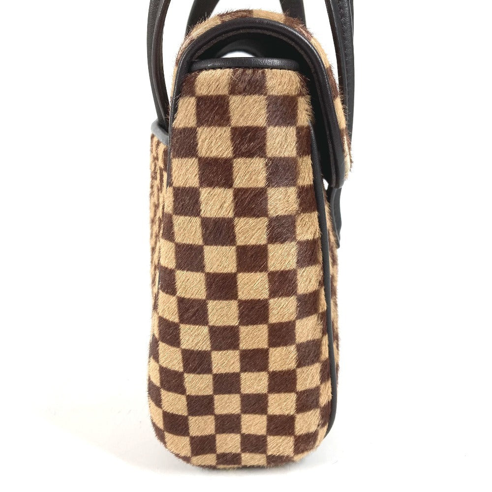 LOUIS VUITTON M92131 ダミエソバージュ ライオン カバン フラップ トートバッグ ハンドバッグ ハラコ レディース ブラウン
