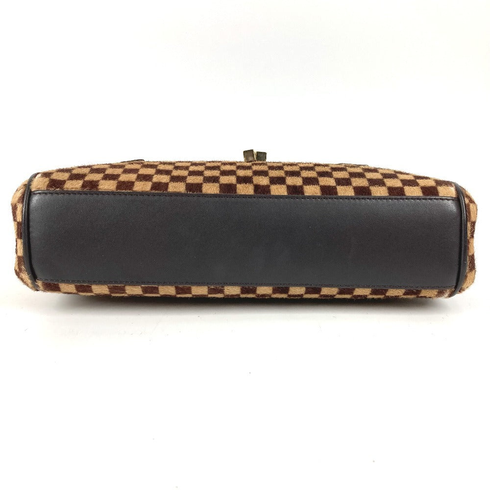 LOUIS VUITTON M92131 ダミエソバージュ ライオン カバン フラップ トートバッグ ハンドバッグ ハラコ レディース ブラウン