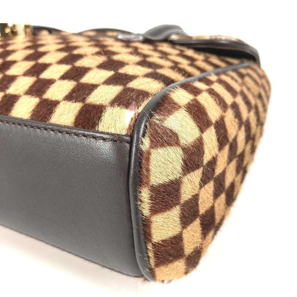 LOUIS VUITTON M92131 ダミエソバージュ ライオン カバン フラップ トートバッグ ハンドバッグ ハラコ レディース ブラウン