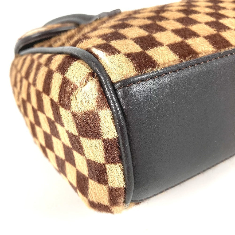 LOUIS VUITTON M92131 ダミエソバージュ ライオン カバン フラップ トートバッグ ハンドバッグ ハラコ レディース ブラウン