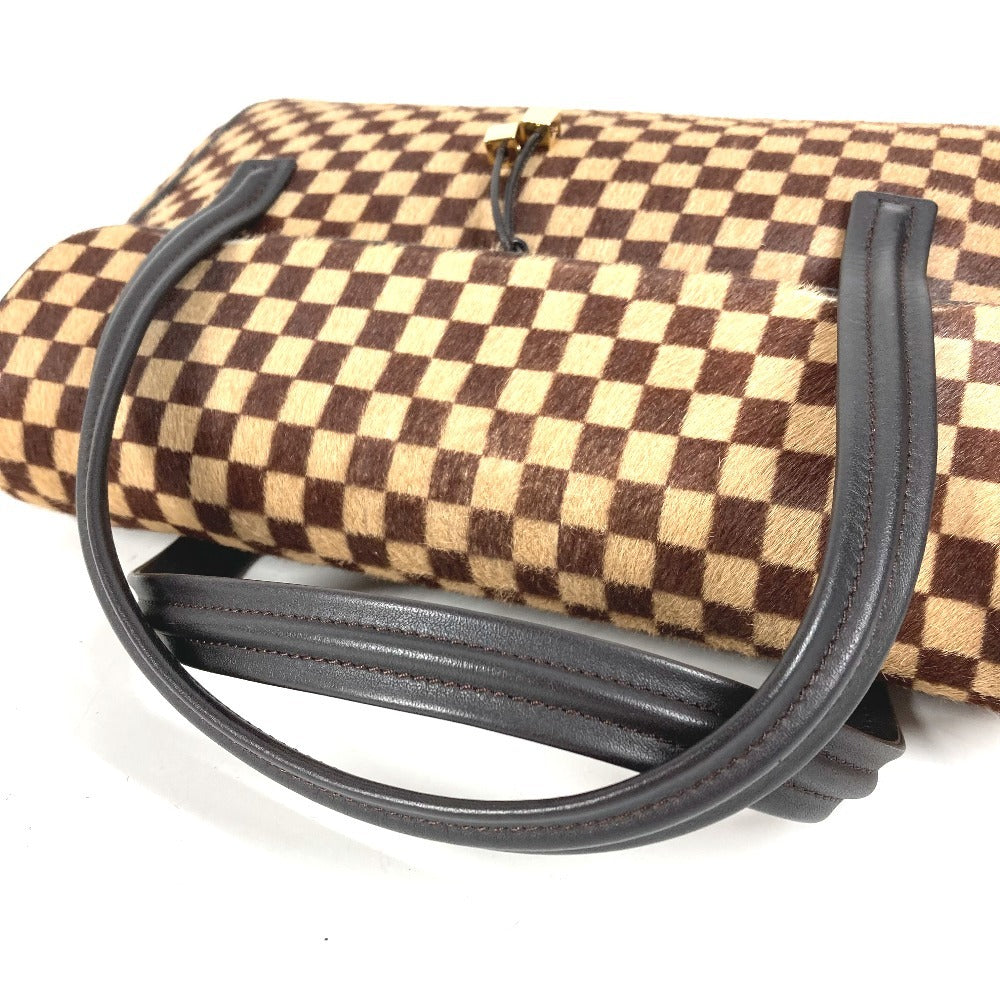 LOUIS VUITTON M92131 ダミエソバージュ ライオン カバン フラップ トートバッグ ハンドバッグ ハラコ レディース ブラウン