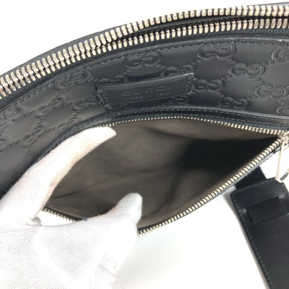 GUCCI 406410 GG Embossed Guccissima Logo Bag Crossbody Pouch Shoulder Bag Shima Leather Unisex Black
