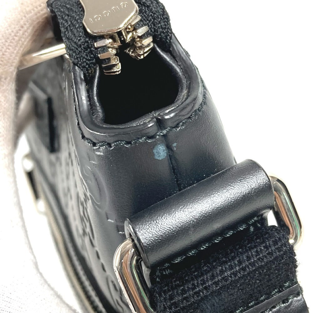 GUCCI 406410 GG Embossed Guccissima Logo Bag Crossbody Pouch Shoulder Bag Shima Leather Unisex Black