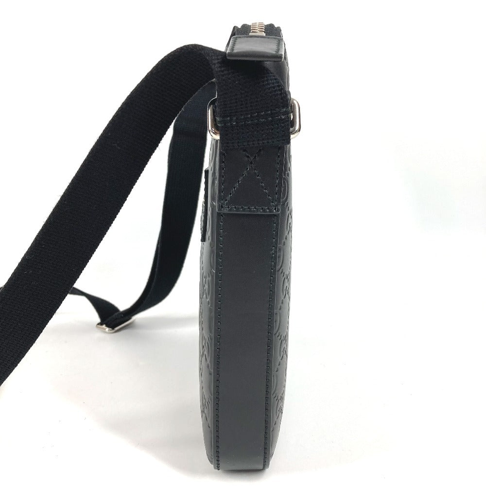 GUCCI 406410 GG Embossed Guccissima Logo Bag Crossbody Pouch Shoulder Bag Shima Leather Unisex Black