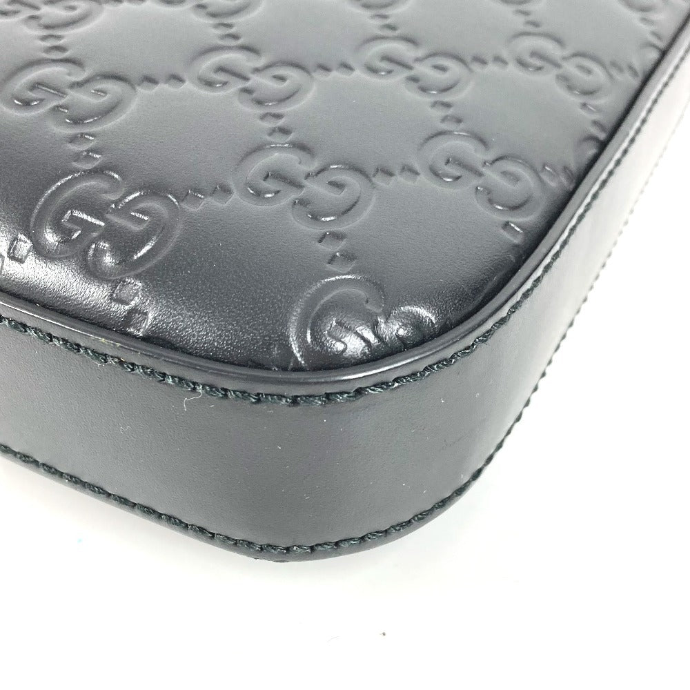 GUCCI 406410 GG Embossed Guccissima Logo Bag Crossbody Pouch Shoulder Bag Shima Leather Unisex Black