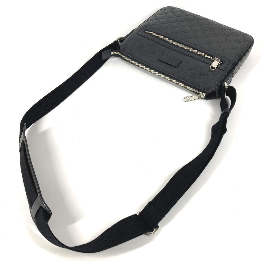 GUCCI 406410 GG Embossed Guccissima Logo Bag Crossbody Pouch Shoulder Bag Shima Leather Unisex Black